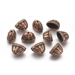 Red Copper Tibetan Style Alloy Bead Cones, For Tassels Pendant,  Cadmium Free & Nickel Free & Lead Free, Red Copper, 13x20x12mm, Hole: 2mm