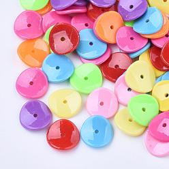 Couleur Mélangete Perles acryliques opaques, courbé, plat rond, couleur mixte, 15x3mm, trou: 1.5 mm, environ 1750 pcs / 500 g