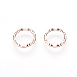 Oro Rosa 304 de acero inoxidable anillos del salto abierto, oro rosa, 8x0.9 mm, diámetro interior: 6.5 mm