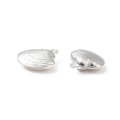 Silver 304 Stainless Steel Pendants, Shell, Silver, 14x13x4mm, Hole: 1mm