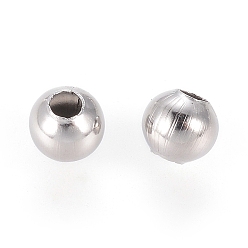 Couleur Acier Inoxydable 304 perles rondes serties en acier inoxydable, pour la fabrication de bijoux artisanaux, couleur inox, 2x2mm, Trou: 0.8mm