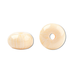 Bisque Resin Beads, Imitation Gemstone, Flat Round, Bisque, 8x4.5mm, Hole: 1.6~1.8mm