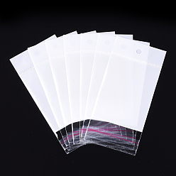 White Pearl Film Cellophane Bags, OPP Material, Self-Adhesive Sealing, with Hang Hole, Rectangle, White, 12~12.2x6cm, Unilateral Thickness: 0.045mm, Inner Measure: 7.5x5cm