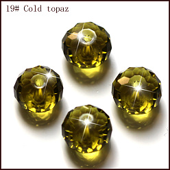 Цвет Оливы Имитация Австрийские кристаллические шарики, класс AAA, граненые, рондель, оливковый, 10x7 мм, отверстие : 0.9~1 мм