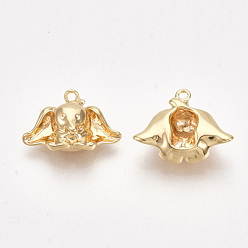 Real 18K Gold Plated Brass Charms, Elephant, Nickel Free, Real 18K Gold Plated, 11.5x15x4mm, Hole: 1.2mm