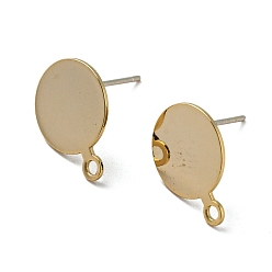 Real 14K Gold Plated Brass Stud Earring Findings, with 925 Silver Pin, Long-Lasting Plated, Cadmium Free & Lead Free, Real 14K Gold Plated, 13.5x10mm, Hole: 1.4mm, Pin: 0.6mm