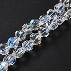 Clear AB Transparent Glass Beads Strands, Lantern, Clear AB, 10.5x9.5x10.5mm, Hole: 1mm, about 38pcs/strand, 15.24 inch(38.7cm)