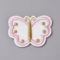 Pink Computerized Embroidery Cloth Iron on/Sew on Patches, Costume Accessories, Appliques, Butterfly, Pink, 24x32x1.5mm