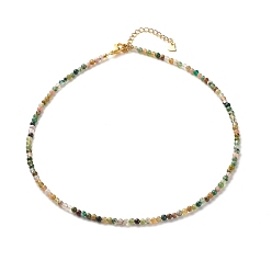 Indian Agate Natural Indian Agate Beaded Necklaces for Women, with 304 Stainless Steel Lobster Claw Clasps, Round, 18.31 inch(46.5cm), Beads: 2.5~3.5mm