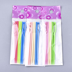 Mixed Color ABS Plastic Knitting Needles, Mixed Color, 90x6x3mm, Hole: 3x20mm, 6pcs/set