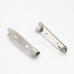 Platinum Iron Brooch Pin Back Safety Catch Bar Pins with 2-Hole, Platinum, 30x6x6mm, Hole: 2mm, Pin: 0.8mm