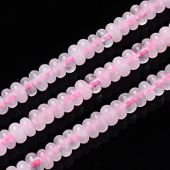 Розовый Кварц Природного розового кварца нитей бисера, рондель, 4~5x2 мм, отверстие : 0.8 мм, около 155~160 шт / нитка, 14.96~15.35 дюйм (38~39 см)