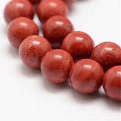 Jaspe Rouge Rouge naturel perles de jaspe brins, a- année, ronde, 10mm, Trou: 1mm, Environ 38 pcs/chapelet, 15.5 pouce (39 cm)