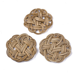 BurlyWood Handmade Reed Cane/Rattan Woven Beads, For Making Straw Earrings and Necklaces, No Hole/Undrilled, Flower, BurlyWood, 55~60x54~64x3~5mm