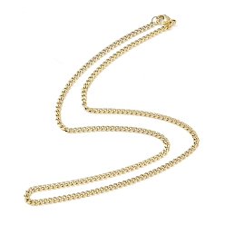 Oro Chapado al vacío 304 collar de cadenas de bordillo de acero inoxidable para hombres y mujeres, dorado, 17.72 pulgada (45 cm)