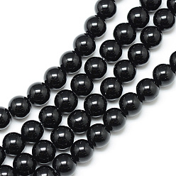 Черный Камень Синтетические черные камни, круглые, 10~11 мм, отверстие : 1 мм, около 37~40 шт / нитка, 14.9~15.1 дюйм (38~38.5 см)