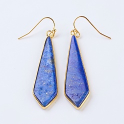 Lapis Lazuli Natural Lapis Lazuli Dangle Earrings, with Brass Findings, Golden, Kite, 57~60mm, Pin: 0.7mm