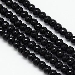 Noir Perles en verre cristal rondes, noir, 4mm, Trou: 1mm, Environ 105 pcs/chapelet, 15.7 pouce