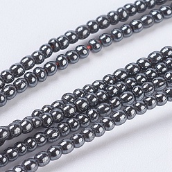 Black Non-Magnetic Synthetic Hematite Beads, Round, Black, 2mm, Hole: 0.6mm, about 191pcs/strand