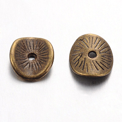 Antique Bronze Tibetan Style Wavy Spacer Beads, Cadmium Free & Nickel Free & Lead Free, Arched Disc, Antique Bronze, 9x1mm, Hole: 1mm