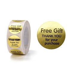 Светло-хаки Плоские круглые бумажные наклейки спасибо, со словом бесплатный подарок спасибо за покупку, самоклеящиеся подарочные бирки youstickers, светлый хаки, 6.4x2.85 см, 500шт / рулон