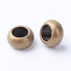 Antique Bronze Tibetan Style Alloy Beads, Rondelle, Cadmium Free & Nickel Free & Lead Free, Antique Bronze, 9.5~10x5.5mm, Hole: 5.5mm, about 800pcs/1000g