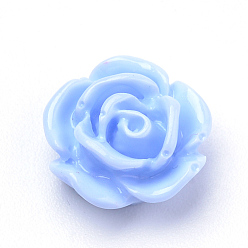 Bleu Acier Clair Cabochons en résine, fleur rose, bleu acier clair, 10x5 mm, bas: 7~8 mm
