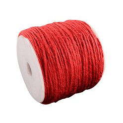 Roja Cordón de yute de color, cuerda de yute, hilo de yute, 3 -ply, para la fabricación de la joyería, rojo, 2 mm, aproximadamente 109.36 yardas (100 m) / rollo