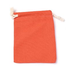 Orange Polycotton Canvas Packing Pouches, Reusable Muslin Bag Natural Cotton Bags with Drawstring Produce Bags Bulk Gift Bag Jewelry Pouch for Party Wedding Home Storage, Orange, 12x9cm
