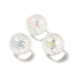 Clear UV Plating Transparent Rainbow Iridescent Acrylic Beads, Round, Clear, 13.5x13mm, Hole: 2mm