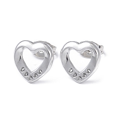 Stainless Steel Color 304 Stainless Steel Hollow Out Heart Stud Earring Finding, Earring Settings for Rhinestone, Stainless Steel Color, 11x11mm, Pin: 0.8mm, Fit for 1mm Rhinestone
