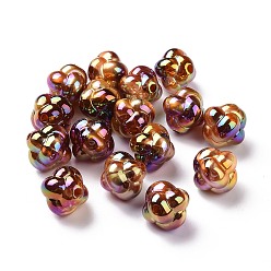 Terre De Sienne Placage uv perles acryliques irisées arc-en-ciel, une feuille d'or, arc, Sienna, 17x17mm, Trou: 3mm
