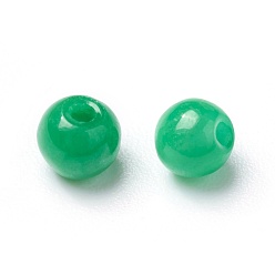 Green Natural White Jade Beads, Dyed, Round, Green, 4x3.5mm, Hole: 1mm