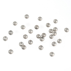 Couleur Acier Inoxydable 304 Acier inoxydable perles d'espacement, rondelle, couleur inox, 2x1mm, Trou: 1mm