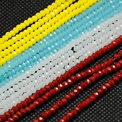 Mixed Color Imitation Jade Glass Beads Strands, Faceted, Rondelle, Mixed Color, 3x2mm, Hole: 0.5mm, about 135~145pcs/strand, 13.7 inch