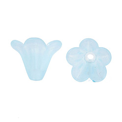 Cyan Clair Perles acryliques givrés, fleur, cyan clair, 10x13.5mm, Trou: 1.8mm, environ1600 pcs / 500 g