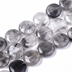 Quartz Nuage Nuageux naturelle perles de quartz brins, plat rond, 14x4~5mm, Trou: 1mm, Environ 29 pcs/chapelet, 15.94 pouce (40.5 cm)