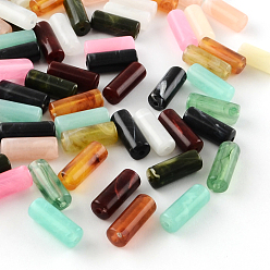 Mixed Color Column Imitation Gemstone Acrylic Beads, Mixed Color, 20x8mm, Hole: 2mm, about 480pcs/500g