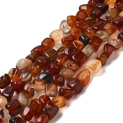 Chocolate Natural Agate Beads Strands, Nuggets, Tumbled Stone, Dyed & Heated, Chocolate, 5~11x5~12x5~11mm, Hole: 1~1.4mm, about 39~50pcs/strand, 14.17~14.96 inch(36~38cm)