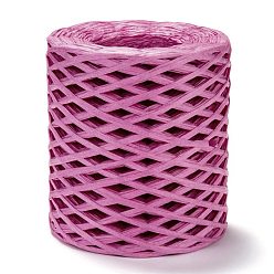 Fuchsia Raffia Ribbon, Packing Paper String, for Gift Wrapping, Party Decor, Craft Weaving, Fuchsia, 3~4mm, about 200m/roll
