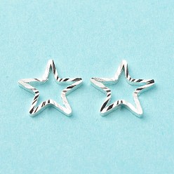 925 Sterling Silver Plated Brass Linking Rings, Long-Lasting Plated, Cadmium Free & Lead Free, Star, 925 Sterling Silver Plated, 7.5x8x1mm, Inner Diameter: 5x5mm