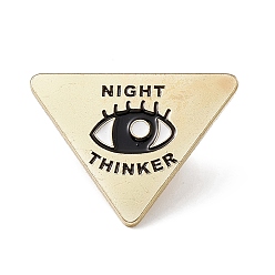 Eye Triángulo con pasador de esmalte de ojos, broche de aleación de oro claro word night thinker para ropa de mochila, patrón de ojo, 23x30x2 mm, pin: 1.3 mm