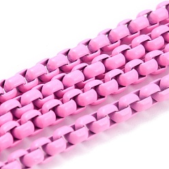 Бледно-Розовый Экологически чистые латунные цепочки ручной работы, окрашенные распылением, пайки, с катушкой, розовый жемчуг, 4x4 мм, 32.8 футов (10 м) / рулон