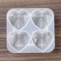 Corazón Moldes de silicona diy, moldes de resina, para resina uv, fabricación artesanal de resina epoxi, corazón, 61x65x16 mm, diámetro interior: 28x29 mm