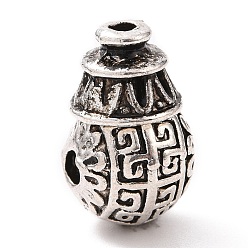 Plata Antigua De aleación de estilo tibetano granos gurú 3 agujero, cuentas perforadas en t, lágrima, plata antigua, 8x6 mm, agujero: 5.5 mm y 1.6 mm