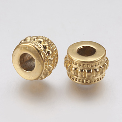 Golden Ion Plating(IP) 304 Stainless Steel European Beads, Large Hole Beads, Column, Golden, 12x8mm, Hole: 4.5mm