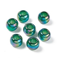 Verde azulado Abalorios de acrílico opacos, color de ab, Rondana plana, cerceta, 17.5x14 mm, agujero: 8.8 mm