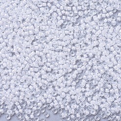 (RR1104) Cristal con revestimiento blanco Cuentas de rocailles redondas miyuki, granos de la semilla japonés, (rr 1104) cristal forrado en blanco, 11/0, 2x1.3 mm, agujero: 0.8 mm, sobre 1100 unidades / botella, 10 g / botella