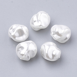 Blanc Perles d'imitation en plastique écologique, haut lustre, Grade a, blanc, 10x10x8.5mm, Trou: 1.4mm