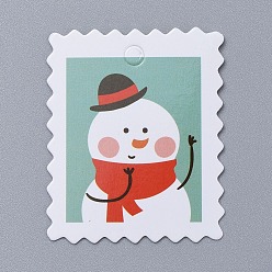 Colorful Snowman Pattern Christmas Kraft Paper Tags, Gift Tags Hang Labels, for Arts Crafts Wedding Christmas Festival, White, 5x4x0.04cm, Hole: 4.5mm